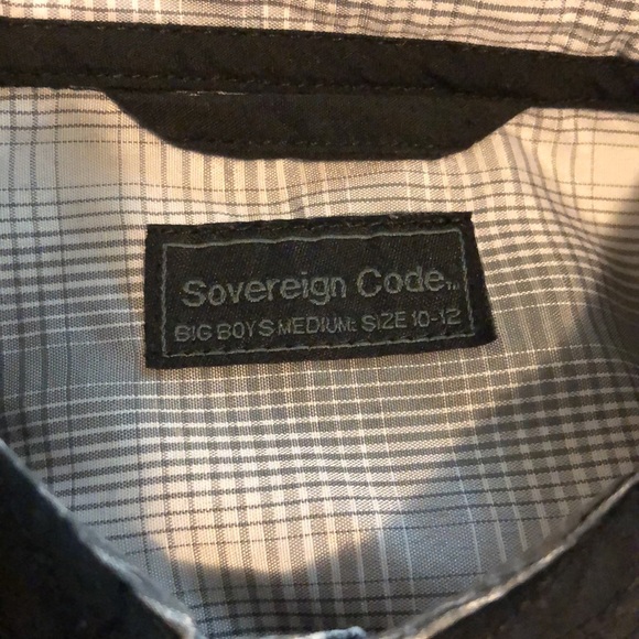 Sovereign Code big boys medium size 10-12 solid black button down shirt - Picture 9 of 11